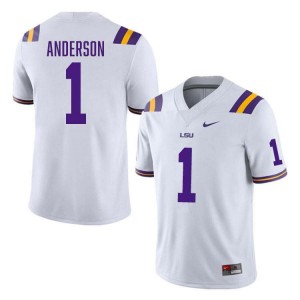 Men's Aaron Anderson White LSU Tigers #1 College Football Replica Jersey 860407-498