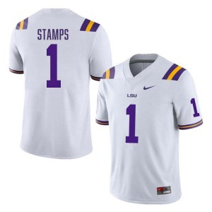 Men's Ashton Stamps White LSU Tigers #1 College Football Embroidery Jersey 845884-269