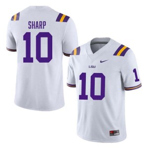 Men's Bauer Sharp White LSU Tigers #10 College Football Player Jersey 776592-689