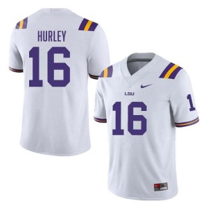 Men's Colin Hurley White LSU Tigers #16 College Football NCAA Jersey 956346-871