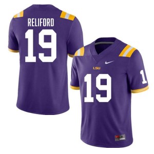 Men's Gabriel Reliford Purple LSU Tigers #19 College Football Official Jersey 674035-617