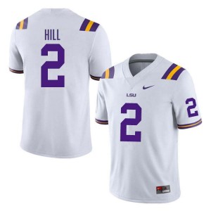Men's Destyn Hill White LSU Tigers #2 College Football Embroidery Jersey 692409-948