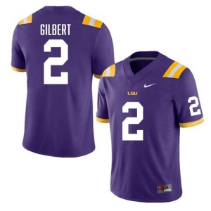 Men's Jardin Gilbert Purple LSU Tigers #2 College Football Stitched Jersey 846190-942