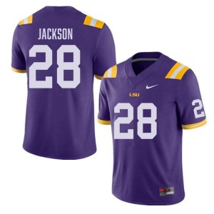 Men's Kaleb Jackson Purple LSU Tigers #28 College Football Official Jersey 275700-665