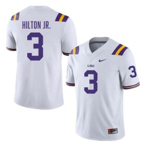 Men's Chris Hilton Jr. White LSU Tigers #3 College Football Stitched Jersey 975716-789