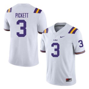 Men's DJ Pickett White LSU Tigers #3 College Football 2024 Jersey 861501-828