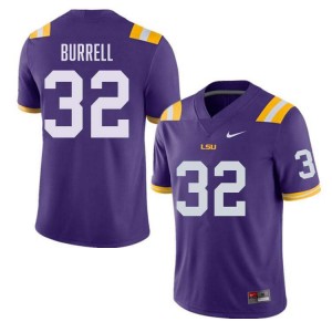 Men's Aeron Burrell Purple LSU Tigers #32 College Football Stitched Jersey 873258-101