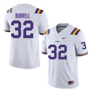 Men's Aeron Burrell White LSU Tigers #32 College Football Game Jersey 454356-974