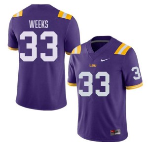 Men's West Weeks Purple LSU Tigers #33 College Football Player Jersey 213726-738