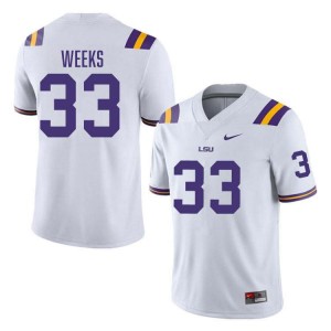 Men's West Weeks White LSU Tigers #33 College Football Player Jersey 890163-555