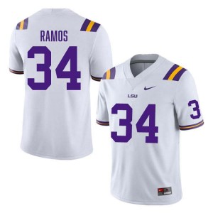 Men's Damian Ramos White LSU Tigers #34 College Football Replica Jersey 245039-277