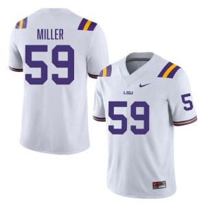 Men's Tyler Miller White LSU Tigers #59 College Football Alumni Jersey 482449-339