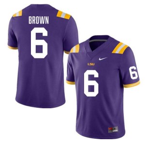 Men's Barion Brown Purple LSU Tigers #6 College Football Embroidery Jersey 813924-800