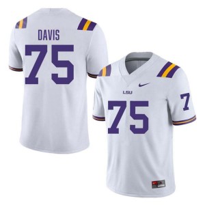 Men's Weston Davis White LSU Tigers #75 College Football Limited Jersey 611488-656