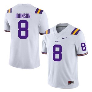 Men's Ju'Juan Johnson White LSU Tigers #8 College Football Embroidery Jersey 789078-724