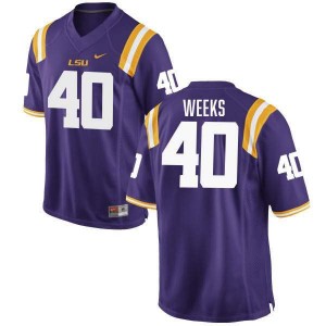 Men's Whit Weeks Purple LSU Tigers #40 College Football Replica Jersey 627041-282