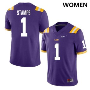 Women's Ashton Stamps Purple LSU Tigers #1 College Football University Jersey 333233-498