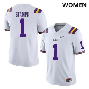 Women's Ashton Stamps White LSU Tigers #1 College Football 2024 Jersey 946775-139