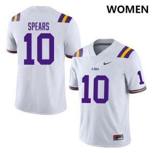 Women's Dashawn Spears White LSU Tigers #10 College Football Alumni Jersey 694265-304