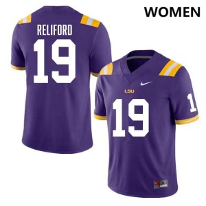 Women's Gabriel Reliford Purple LSU Tigers #19 College Football Game Jersey 900402-910