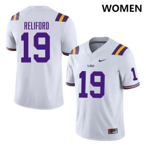 Women's Gabriel Reliford White LSU Tigers #19 College Football Game Jersey 724177-230