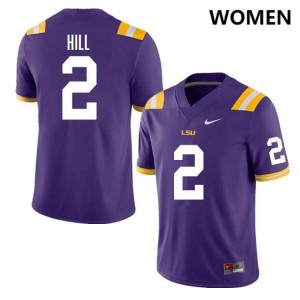 Women's Destyn Hill Purple LSU Tigers #2 College Football NCAA Jersey 122724-645