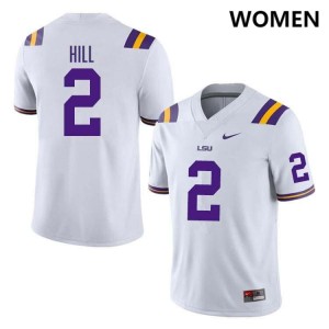 Women's Destyn Hill White LSU Tigers #2 College Football 2024 Jersey 549178-711