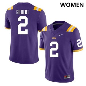 Women's Jardin Gilbert Purple LSU Tigers #2 College Football Limited Jersey 646434-346