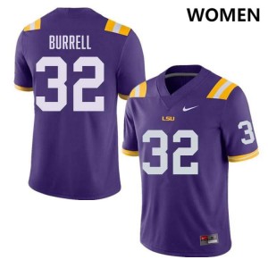 Women's Aeron Burrell Purple LSU Tigers #32 College Football NCAA Jersey 925844-438