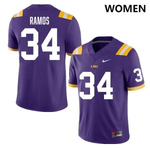 Women's Damian Ramos Purple LSU Tigers #34 College Football Embroidery Jersey 967637-768