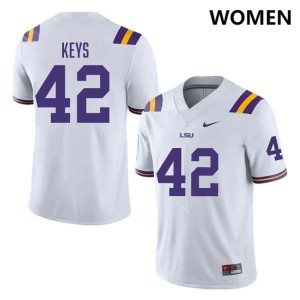 Women's Davhon Keys White LSU Tigers #42 College Football Stitched Jersey 642597-922