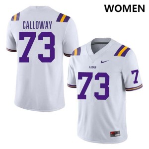 Women's Ethan Calloway White LSU Tigers #73 College Football Game Jersey 265766-906