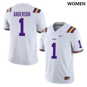 Women's Aaron Anderson White LSU Tigers #1 College Football 2024 Jersey 579442-144