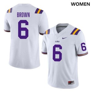 Women's Barion Brown White LSU Tigers #6 College Football 2024 Jersey 172658-448