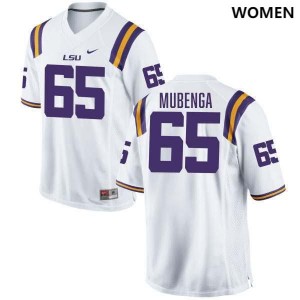 Women's Paul Mubenga White LSU Tigers #65 College Football University Jersey 423490-741