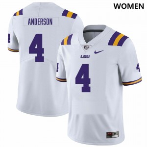 Women's Nic Anderson White LSU Tigers #4 College Football Game Jersey 167685-371