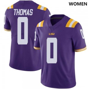 Women's Zavion Thomas Purple LSU Tigers #0 College Football Player Jersey 171189-293