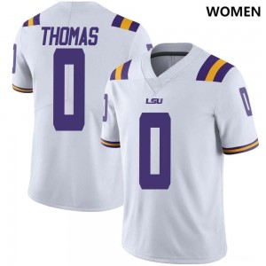 Women's Zavion Thomas White LSU Tigers #0 College Football University Jersey 102870-795