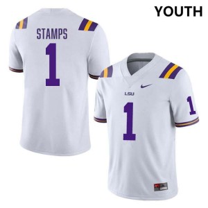 Youth Ashton Stamps White LSU Tigers #1 College Football Player Jersey 689654-733
