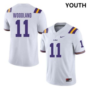 Youth PJ Woodland White LSU Tigers #11 College Football Stitched Jersey 717624-201