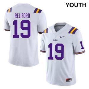 Youth Gabriel Reliford White LSU Tigers #19 College Football Player Jersey 703200-240