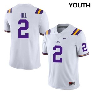 Youth Destyn Hill White LSU Tigers #2 College Football NCAA Jersey 414586-676