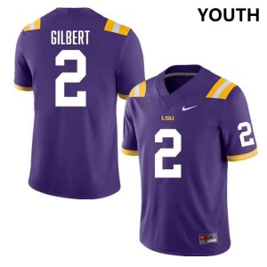 Youth Jardin Gilbert Purple LSU Tigers #2 College Football Replica Jersey 388320-540