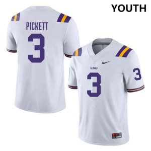 Youth DJ Pickett White LSU Tigers #3 College Football Limited Jersey 696076-193
