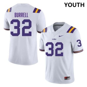 Youth Aeron Burrell White LSU Tigers #32 College Football 2024-25 Jersey 966156-218