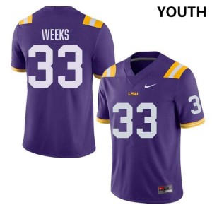 Youth West Weeks Purple LSU Tigers #33 College Football Game Jersey 176520-956