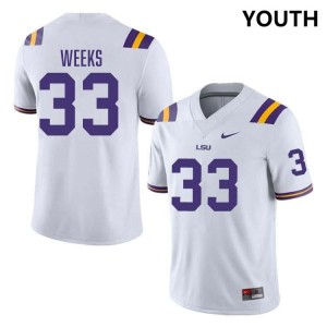 Youth West Weeks White LSU Tigers #33 College Football High School Jersey 727061-171