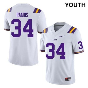 Youth Damian Ramos White LSU Tigers #34 College Football Game Jersey 290294-567