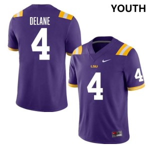 Youth Mansoor Delane Purple LSU Tigers #4 College Football Stitched Jersey 489467-689