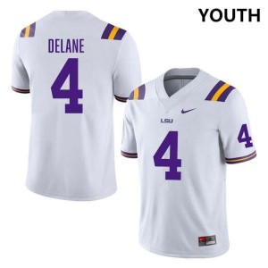 Youth Mansoor Delane White LSU Tigers #4 College Football University Jersey 356569-659